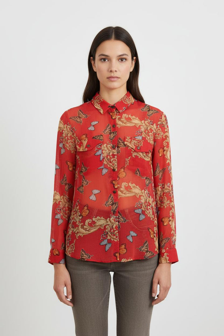 Chemise Rouge et Beige - Taille S/36