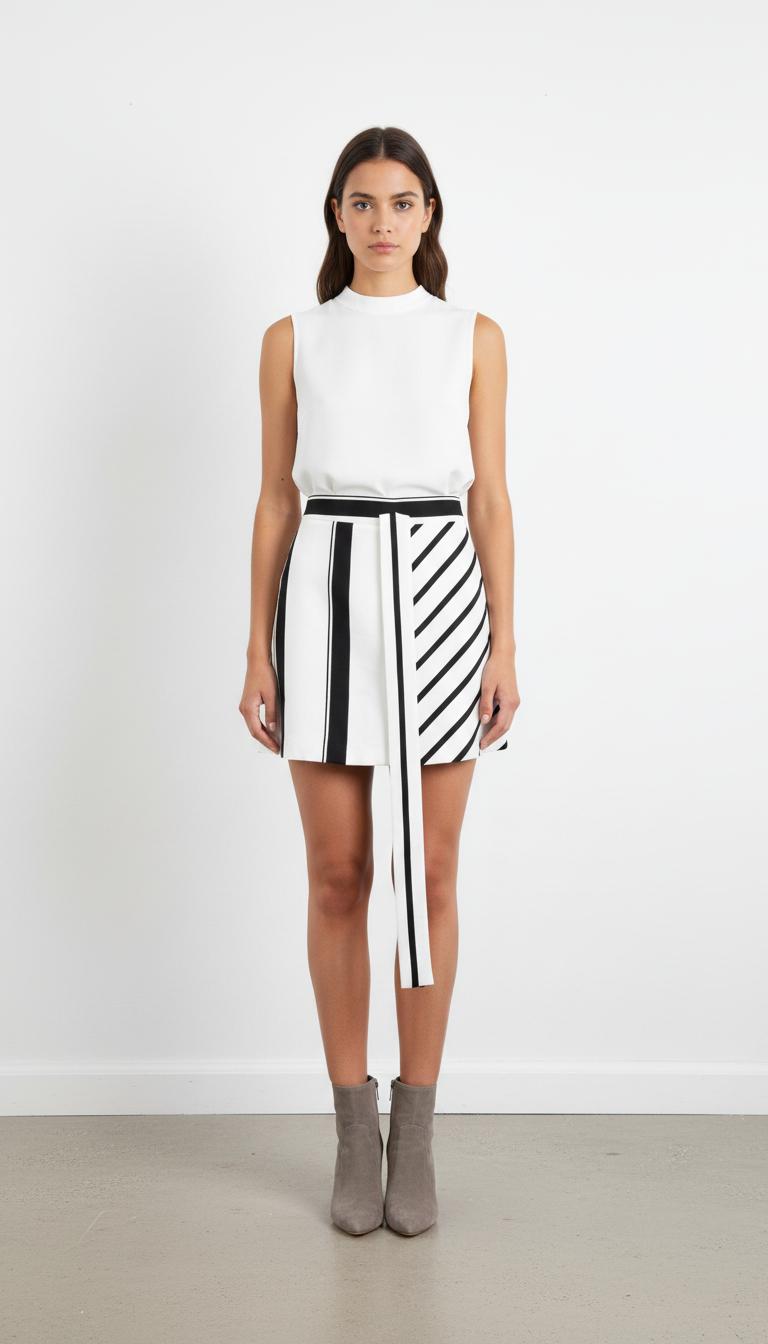 Jupe Courte Blanche et Noire - Taille M/38
