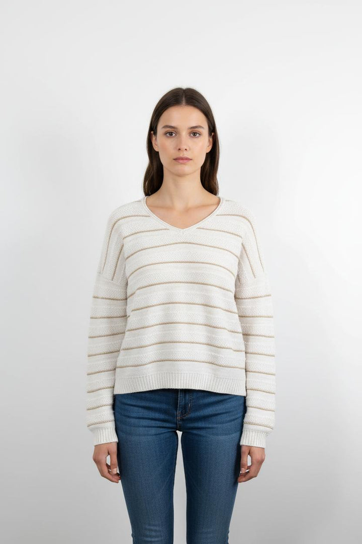 Pull Blanc et Beige - Taille XS/34