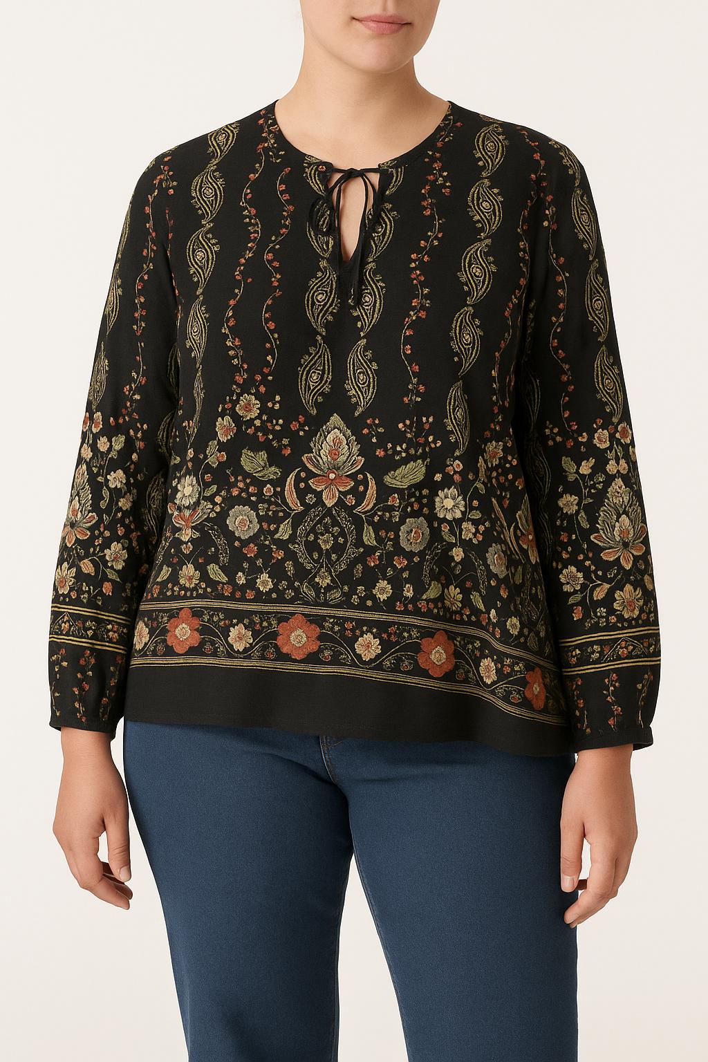 Blouse Noire et Multicolore - Taille XL/42 de la marque La Fée Maraboutée | PARAD64945 - Vendu par Paradigme - Image 1