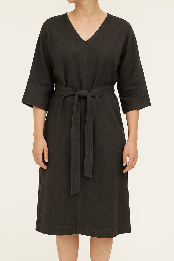 Robe Ceinturée Noire - Taille XL/42 de la marque Marina Rinaldi | PARAD64950 - Vendu par Paradigme - Image 1