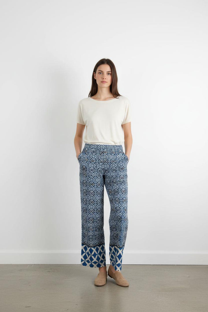 Pantalon Large Bleu et Blanc - Taille S/36