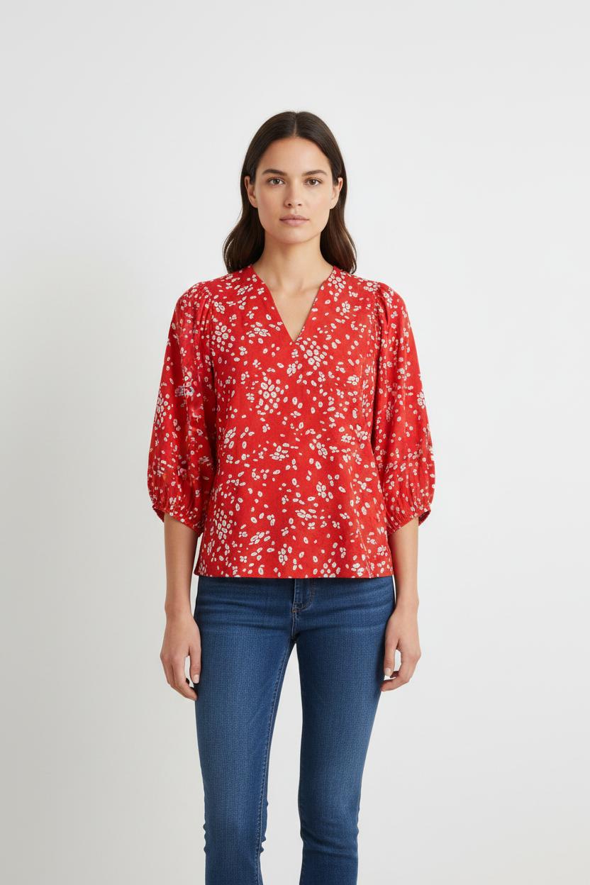 Blouse Rouge et Blanche - Taille XS/34
