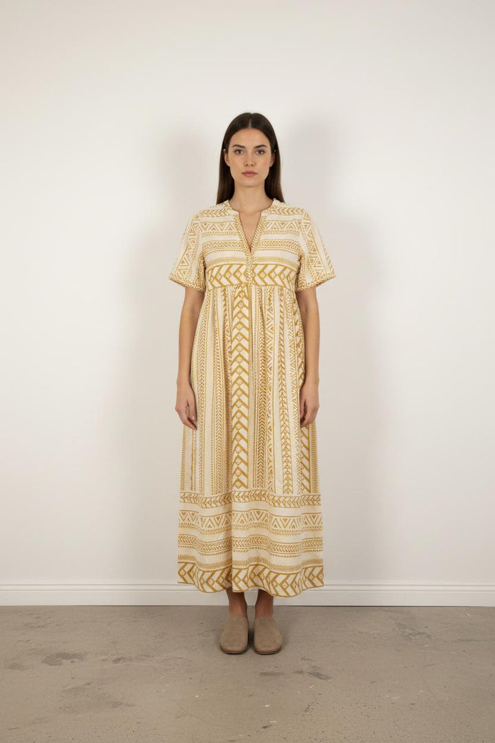 Robe Midi Beige et Jaune - Taille XS/34