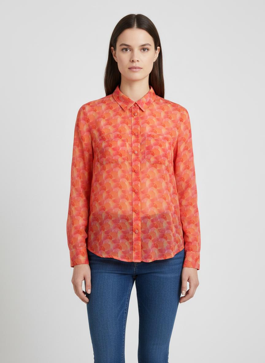 Chemise Imprimée Rose et Orange - Taille M/38