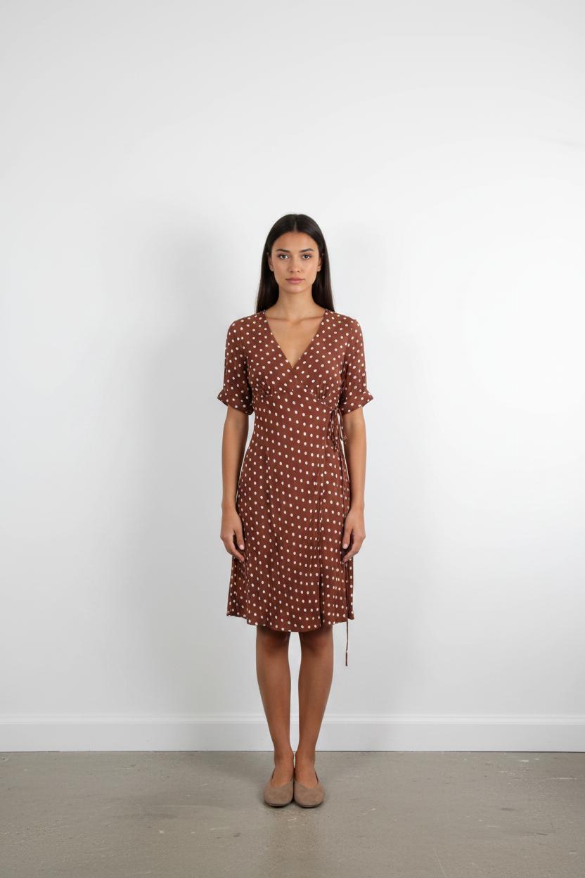 Robe Portefeuille Marron et Blanche - Taille M/38
