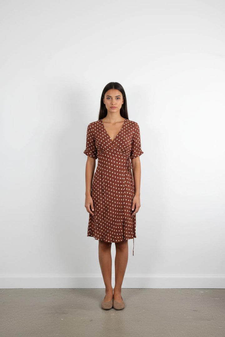 Robe Portefeuille Marron et Blanche - Taille M/38
