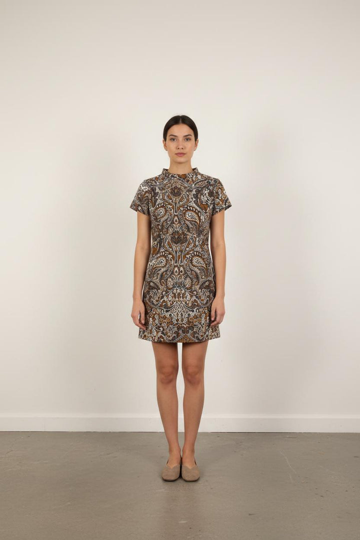 Robe Courte Marron et Bleue - Taille S/36