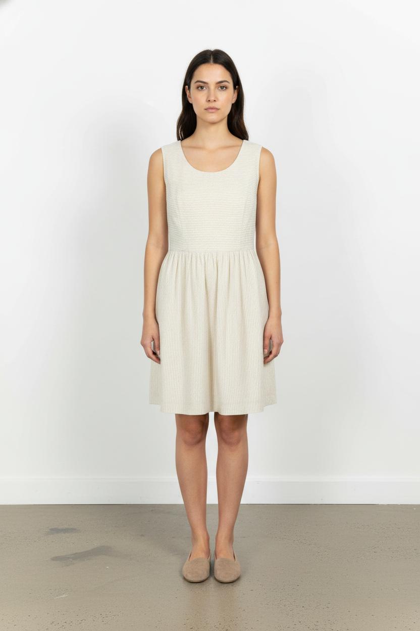Robe Courte Blanche à Rayures Beige - Taille S/36 de la marque Des petits hauts | PARAD65034 - Vendu par Paradigme - Image 1
