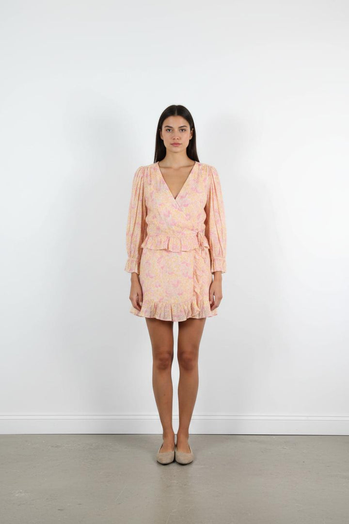 Robe Portefeuille Rose et Jaune - Taille M/38