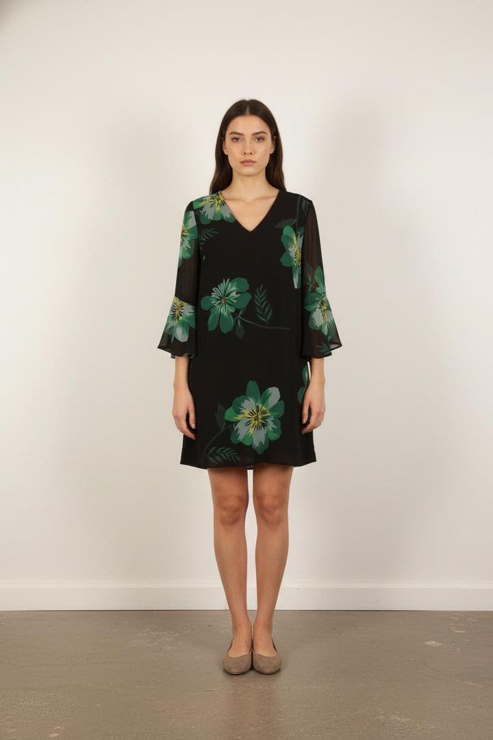Robe Fleurie Noire et Verte - Taille M/38