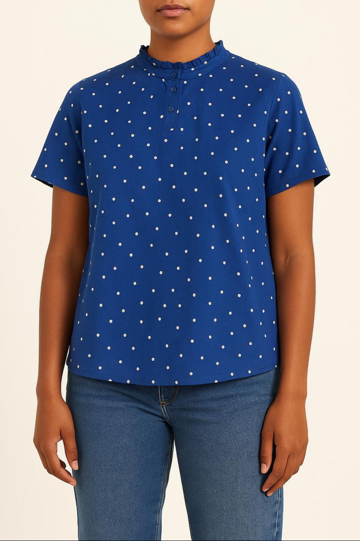 Blouse Bleue à Pois Blancs - Taille M/38 de la marque Karl Marc John | PARAD65090 - Vendu par Paradigme - Image 1