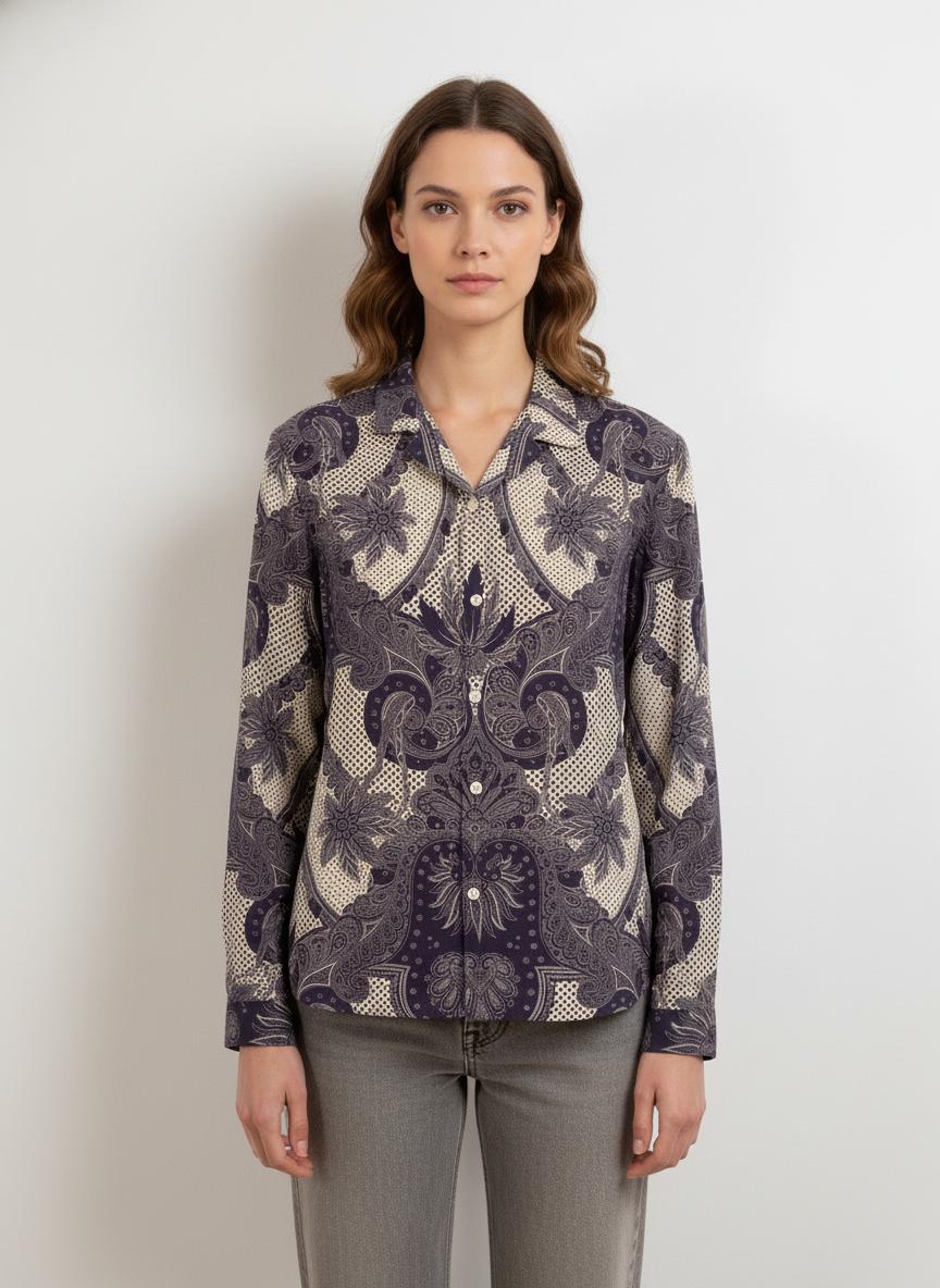 Chemise Bleu et Beige - Taille S/36