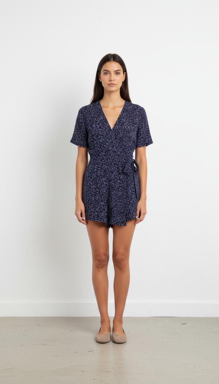 Combishort Bleu à Motifs - Taille XS/34