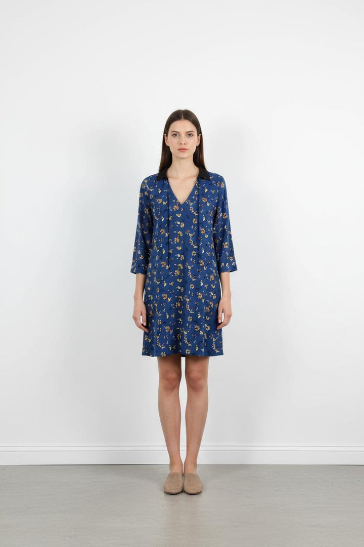 Robe Fleurie Bleue - Taille L/40