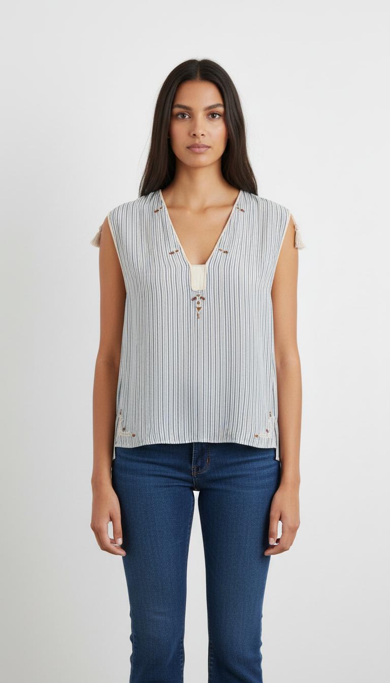 Blouse Rayée Bleu et Blanc - Taille XS/34