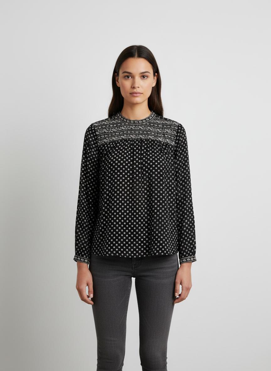 Blouse Noire et Blanche - Taille S/36