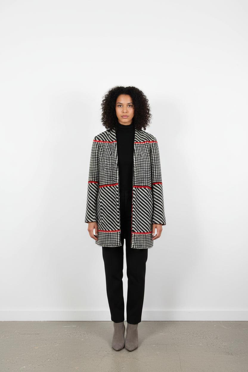 Manteau Noir Blanc et Rouge - Taille S/36