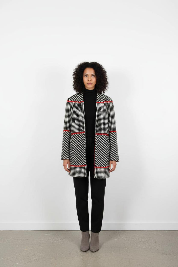 Manteau Noir Blanc et Rouge - Taille S/36