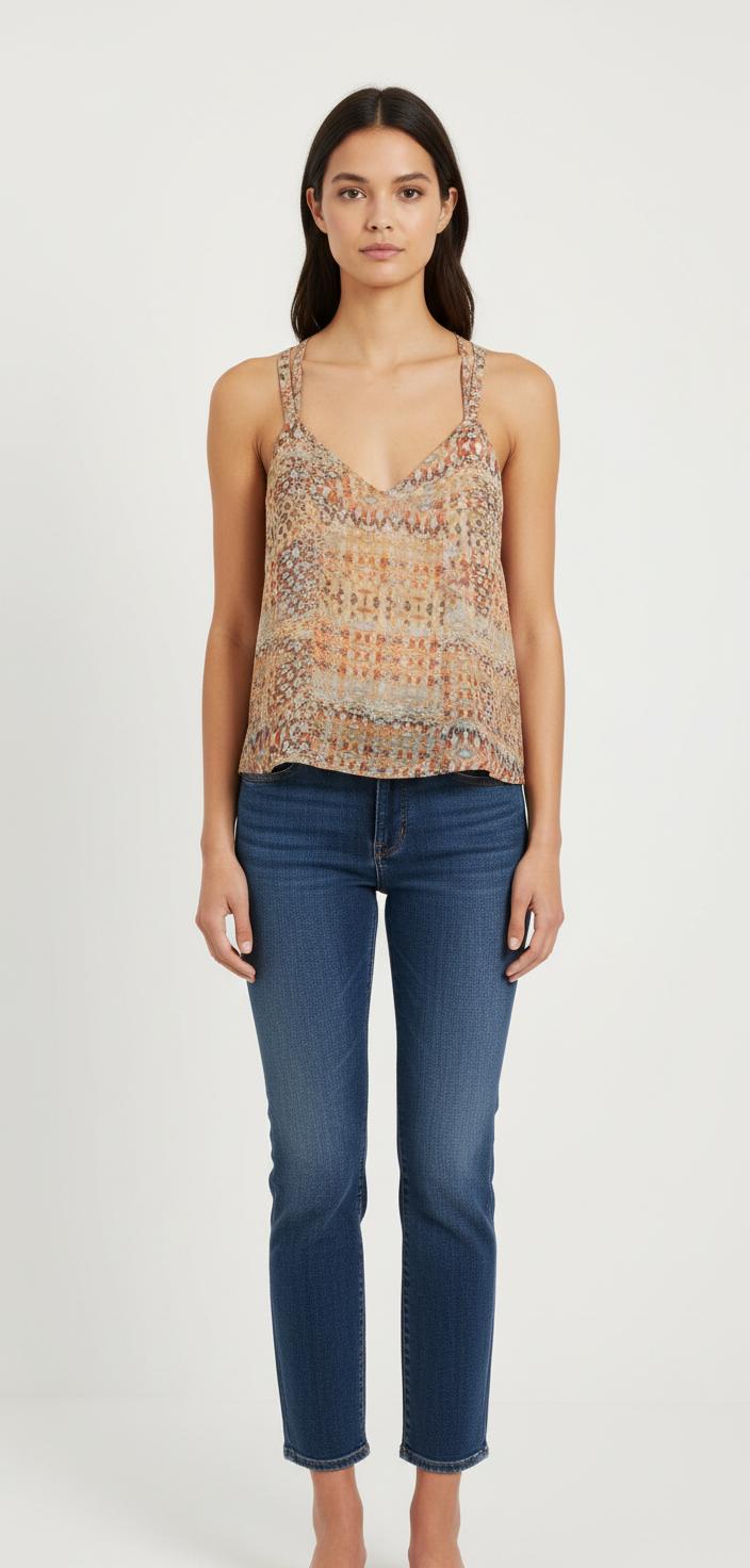 Débardeur Orange et Beige - Taille S/36