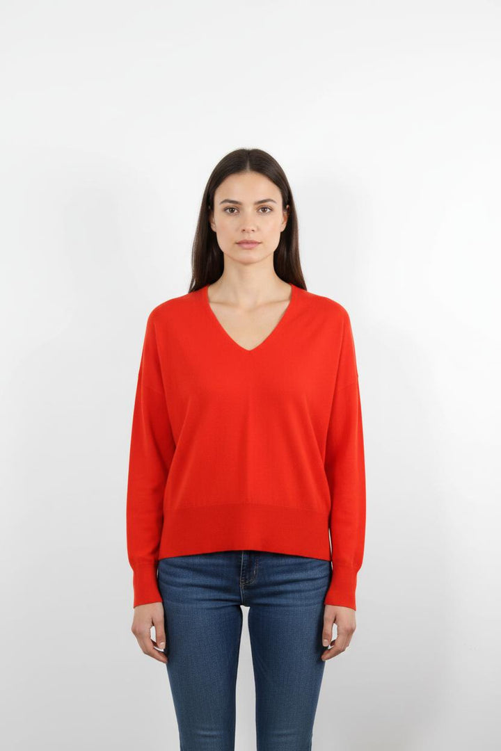 Pull Col V Rouge - Taille M/38