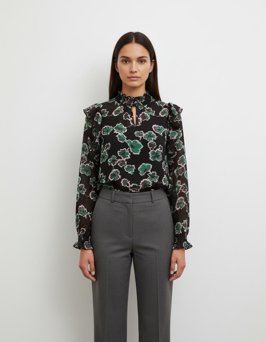 Blouse Noire et Verte - Taille M/38