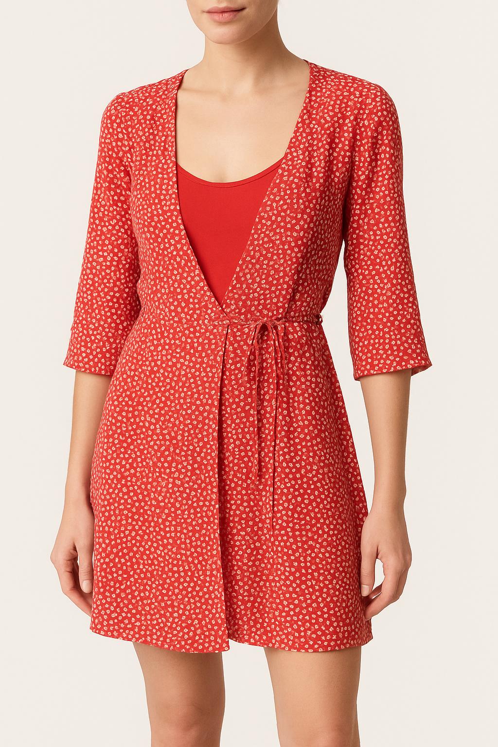 Robe Portefeuille Rouge et Blanche - Taille XS/34 de la marque Sud express | PARAD65382 - Vendu par Paradigme - Image 1