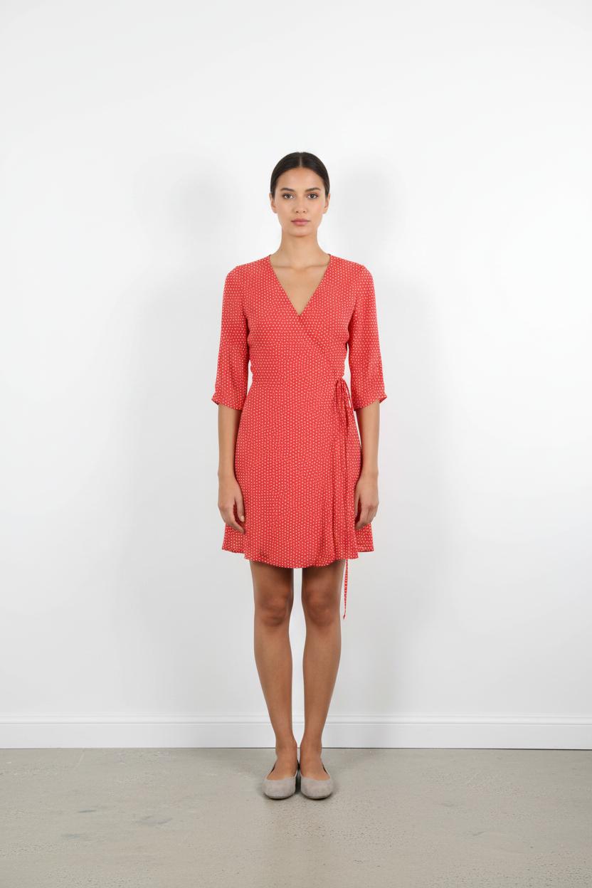 Robe Portefeuille Rouge et Blanche - Taille XS/34