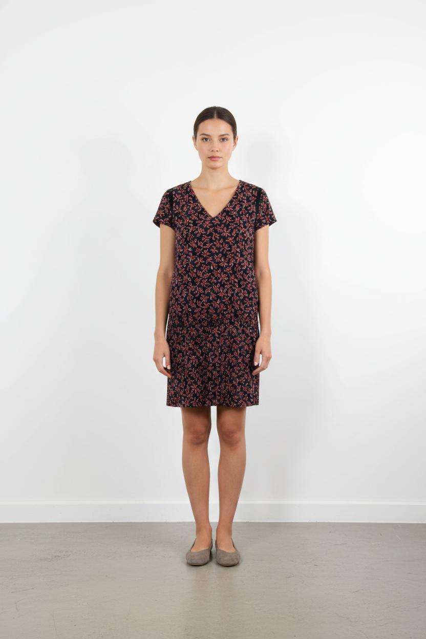 Robe Fleurie Noire et Rouge - Taille M/38