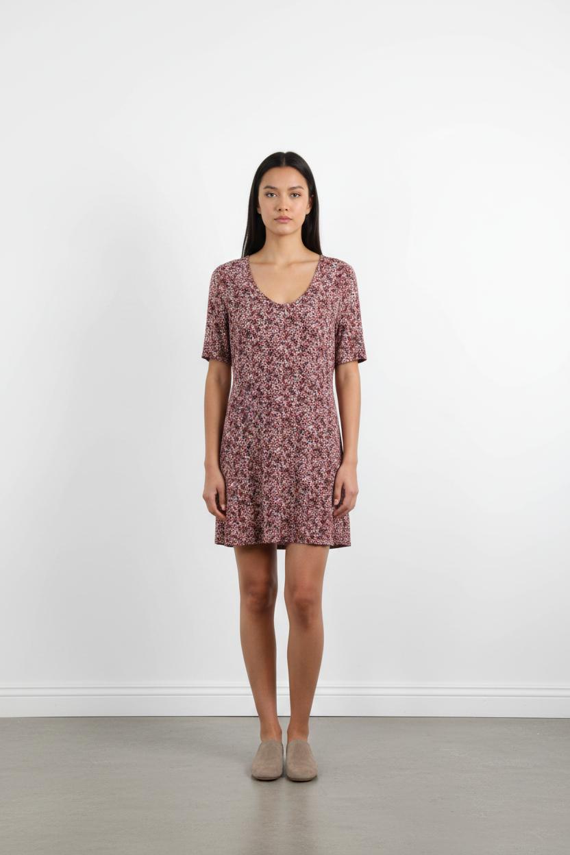 Robe Fleurie Bordeaux et Blanc - Taille L/40