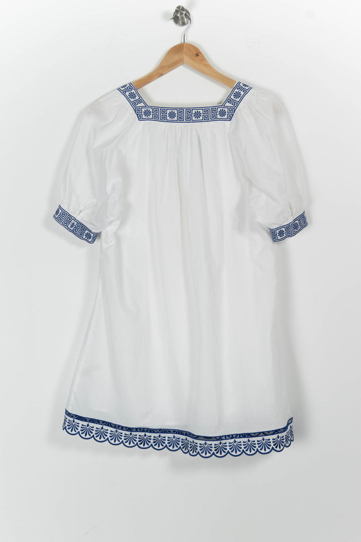 Robe Brodée Blanche et Bleue - Taille S/36 de la marque Claudie Pierlot | PARAD65420 - Vendu par Paradigme - Image 4