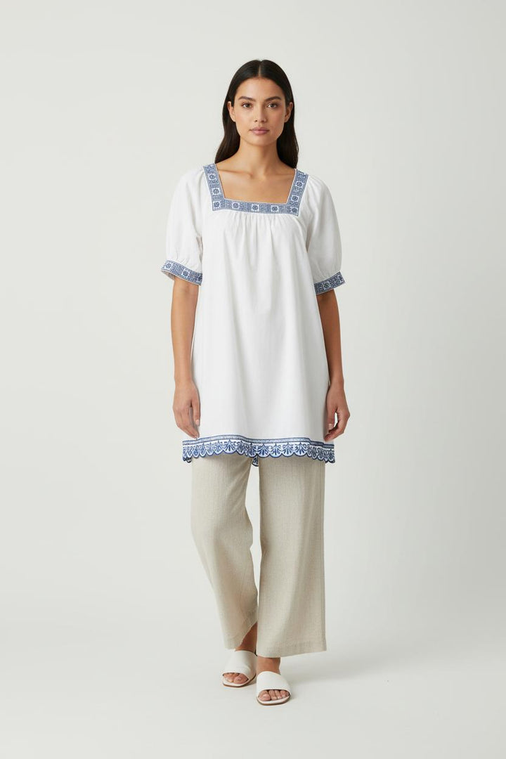 Robe Brodée Blanche et Bleue - Taille S/36 de la marque Claudie Pierlot | PARAD65420 - Vendu par Paradigme - Image 1