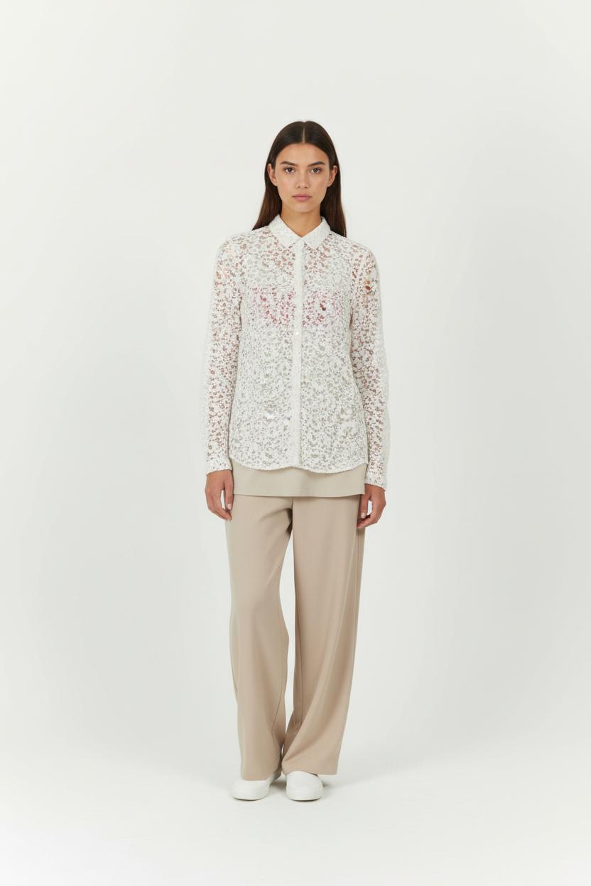Chemise en Dentelle Blanche - Taille S/36 de la marque Claudie Pierlot | PARAD65421 - Vendu par Paradigme - Image 1