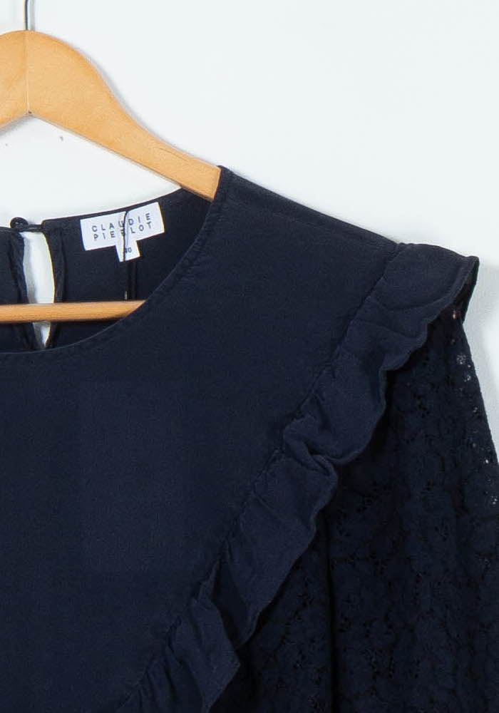 Blouse Bleue - Taille L/40 de la marque Claudie Pierlot | PARAD65433 - Vendu par Paradigme - Image 3