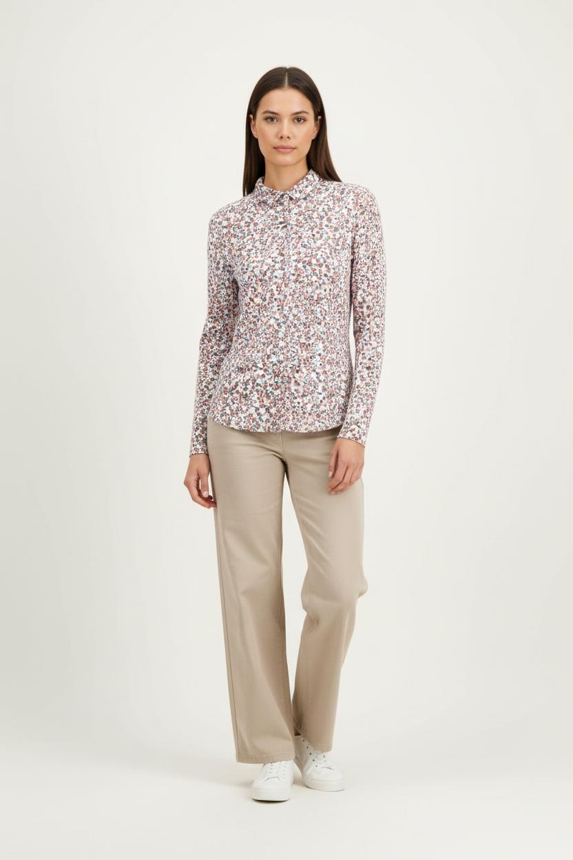 Chemise Fleurie Blanche et Rose - Taille M/38 de la marque Caroll | PARAD65441 - Vendu par Paradigme - Image 1