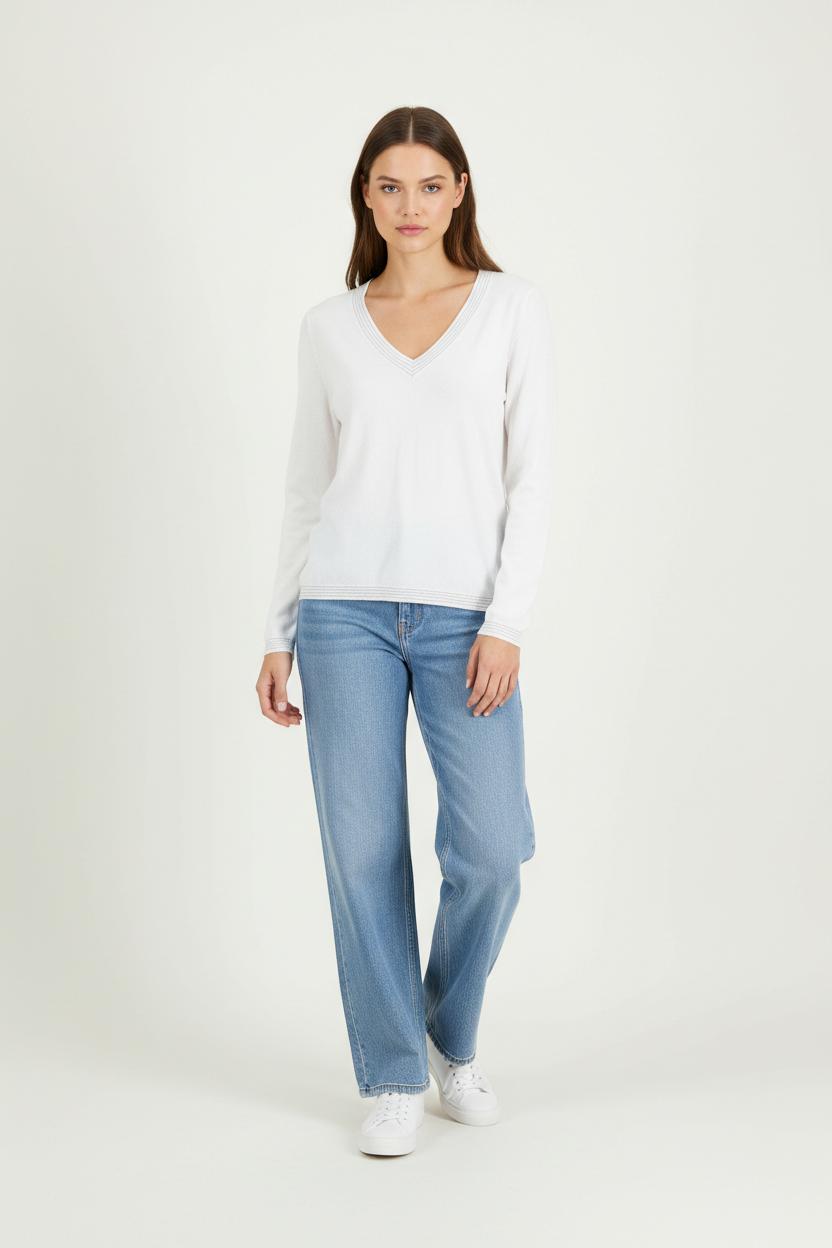 Pull Blanc - Taille S/36 de la marque Sud express | PARAD65444 - Vendu par Paradigme - Image 1