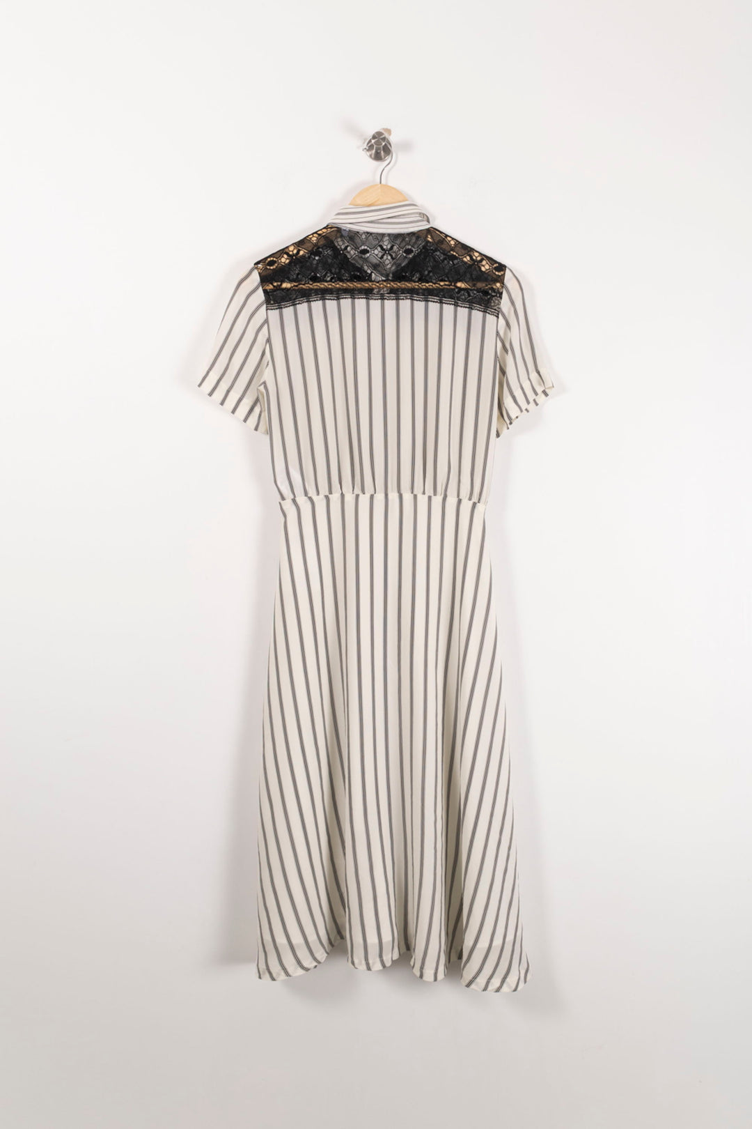 Robe Chemise Rayée Beige et Noire - Taille S/36 de la marque Sandro | PARAD65465 - Vendu par Paradigme - Image 4