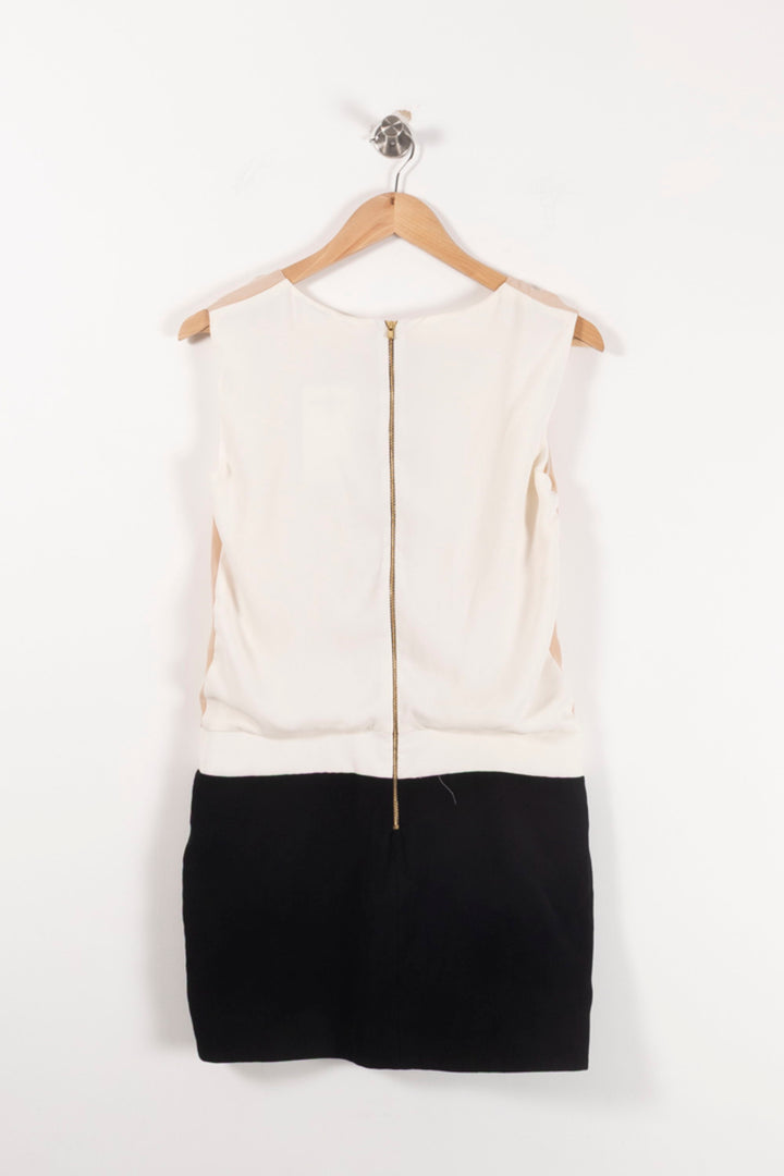Robe Courte Beige Blanc et Noire - Taille S/36 de la marque Maje | PARAD65481 - Vendu par Paradigme - Image 4