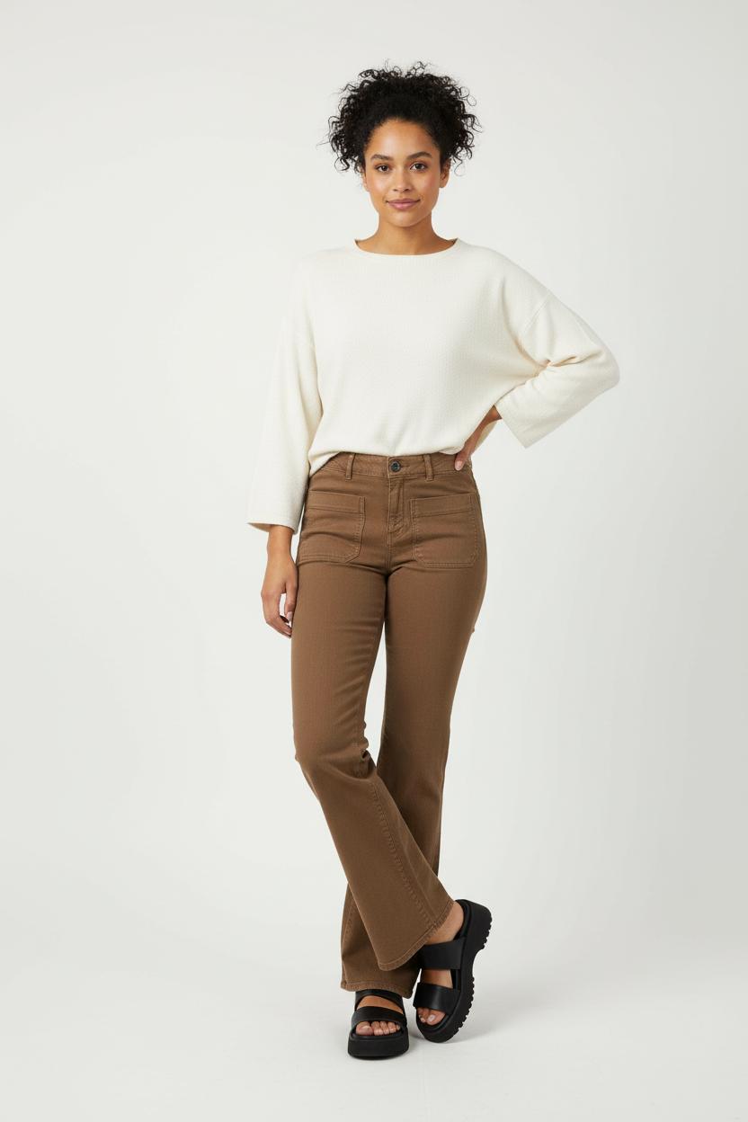 Pantalon Évasé Marron - Taille S/36 de la marque Léon & Harper | PARAD65556 - Vendu par Paradigme - Image 1