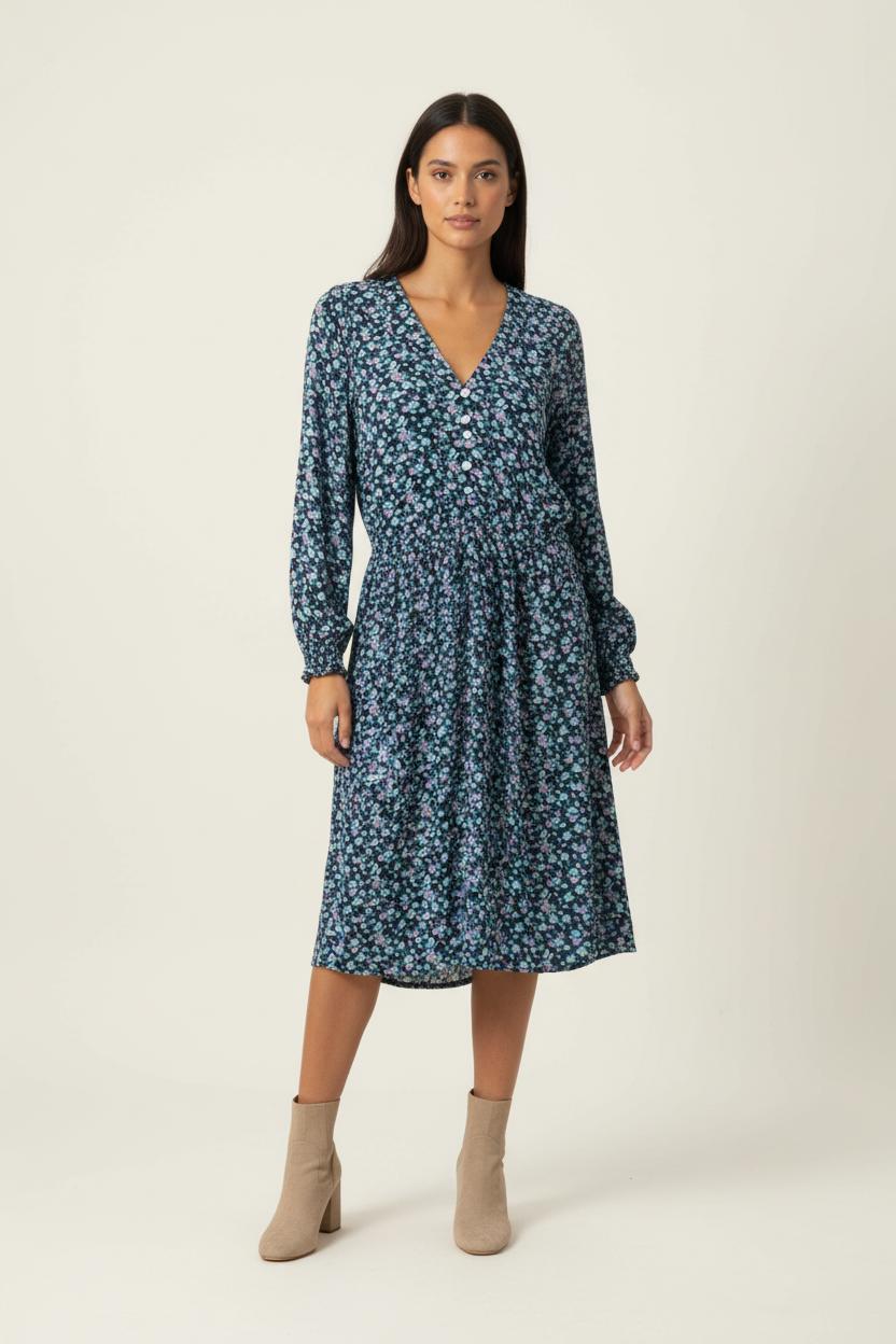 Robe Fleurie Bleue - Taille XS/34 de la marque Des petits hauts | PARAD65575 - Vendu par Paradigme - Image 1