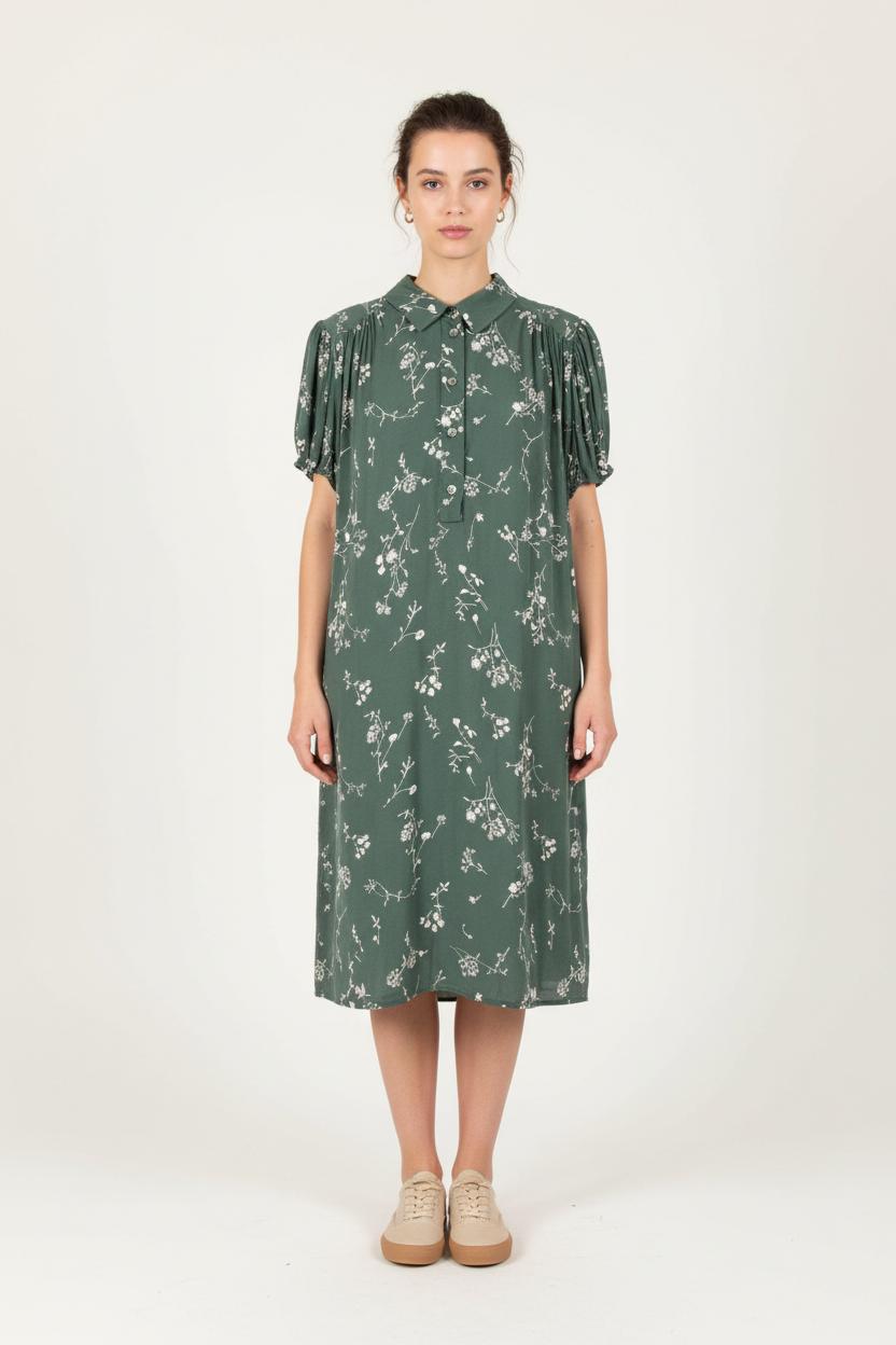 Robe Chemise Verte et Blanche - Taille M/38 de la marque Samsoe Samsoe | PARAD65604 - Vendu par Paradigme - Image 1