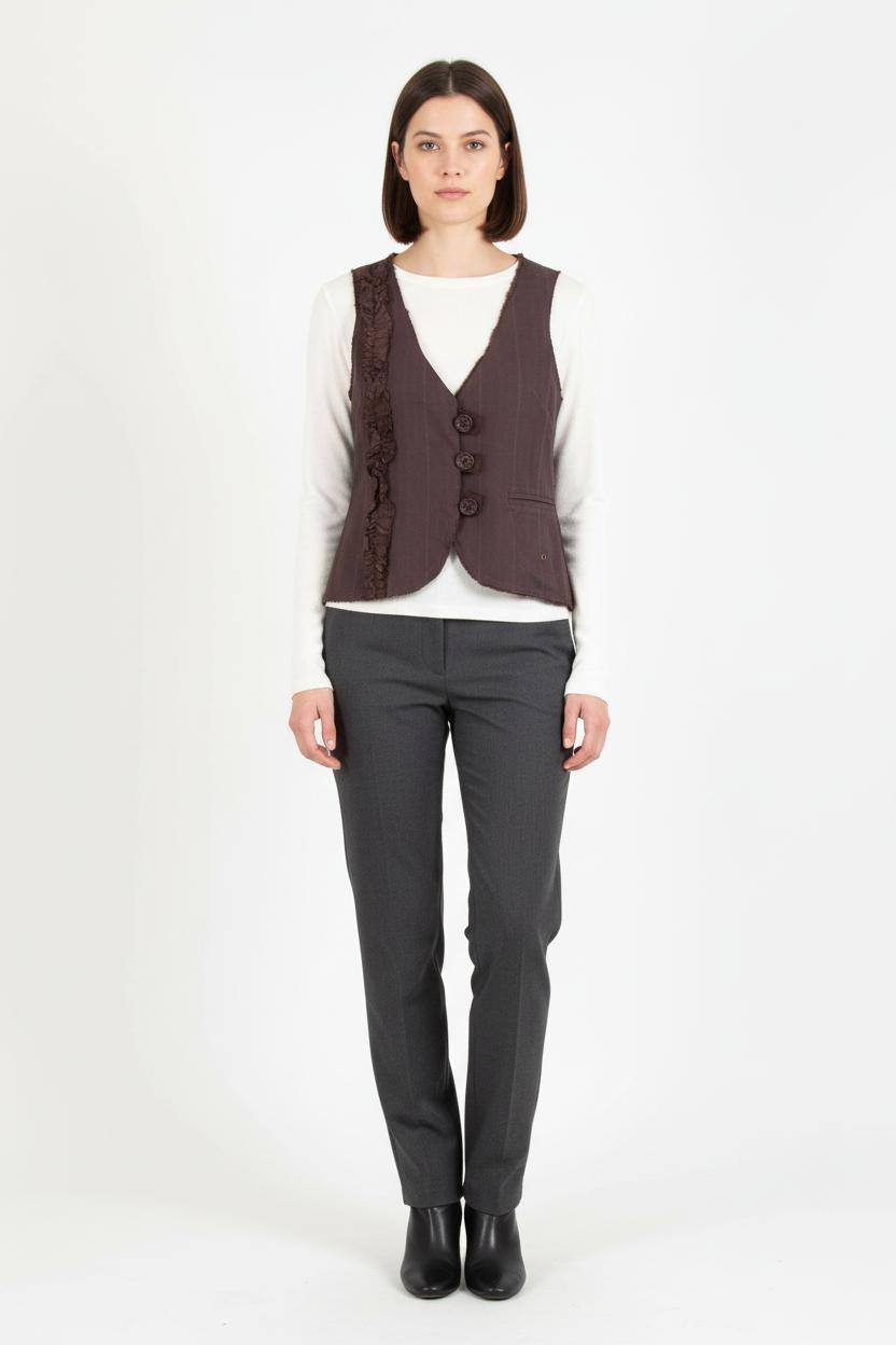 Gilet Marron - Taille S/36 de la marque IKKS | PARAD65623 - Vendu par Paradigme - Image 1