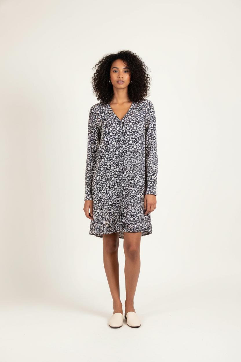 Robe Fleurie Bleue et Blanche - Taille S/36 de la marque Bizance | PARAD65707 - Vendu par Paradigme - Image 1