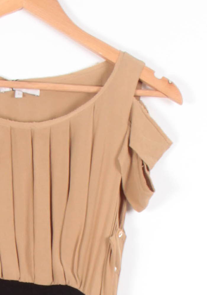 Robe Midi Noire et Beige - Taille S/36 de la marque Maje | PARAD65722 - Vendu par Paradigme - Image 3