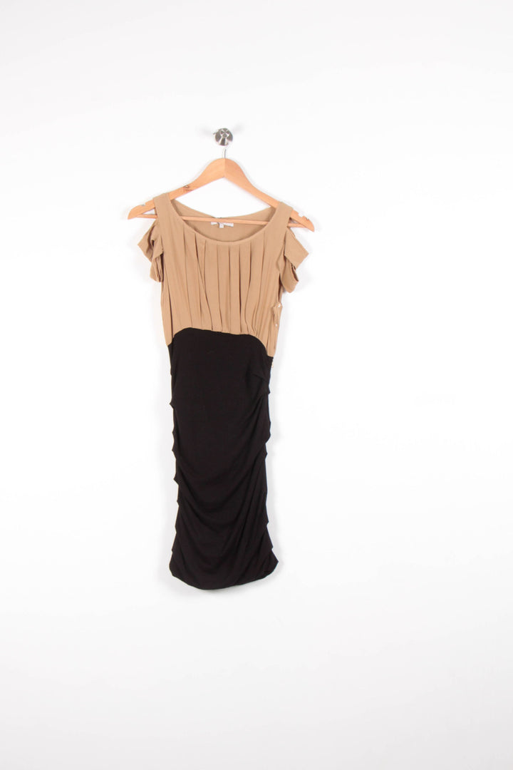 Robe Midi Noire et Beige - Taille S/36 de la marque Maje | PARAD65722 - Vendu par Paradigme - Image 2