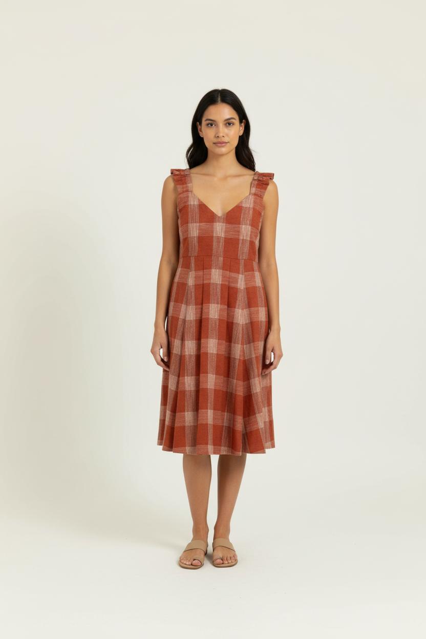 Robe Midi Orange et Beige - Taille S/36 de la marque Sézane | PARAD65773 - Vendu par Paradigme - Image 1