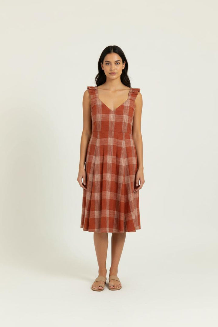Robe Midi Orange et Beige - Taille S/36 de la marque Sézane | PARAD65773 - Vendu par Paradigme - Image 1