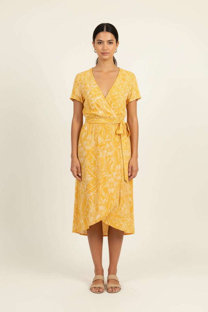 Robe Portefeuille Jaune et Blanche - Taille XS/34 de la marque Des petits hauts | PARAD65821 - Vendu par Paradigme - Image 1