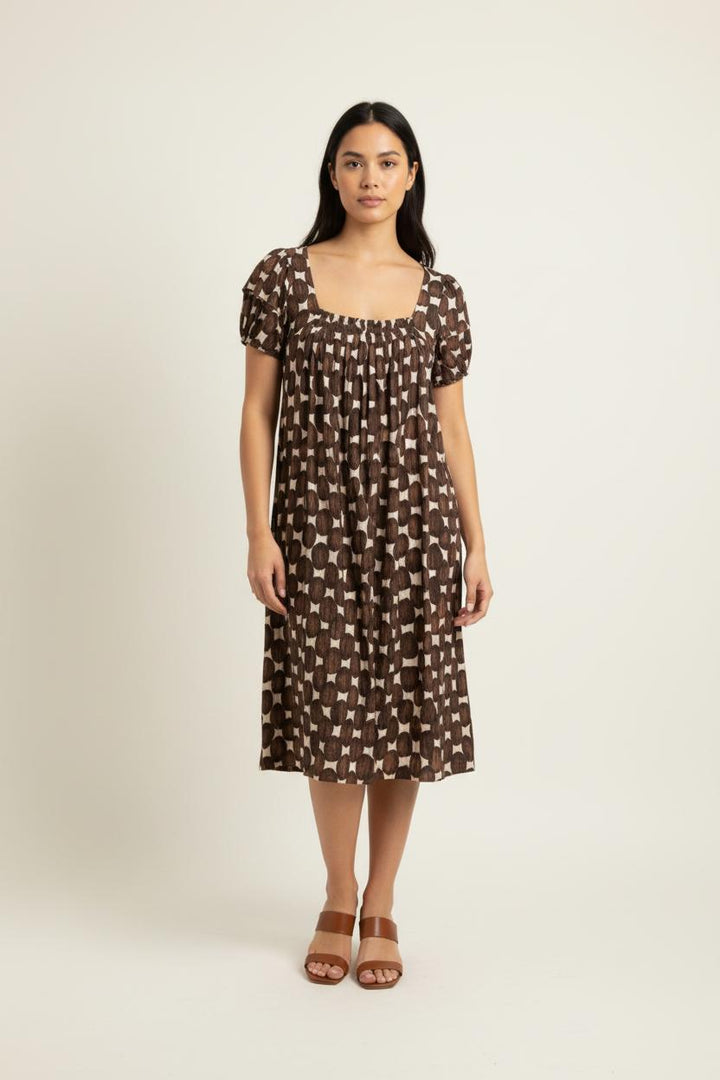 Robe Courte Marron et Beige - Taille S/36 de la marque Maje | PARAD65830 - Vendu par Paradigme - Image 1