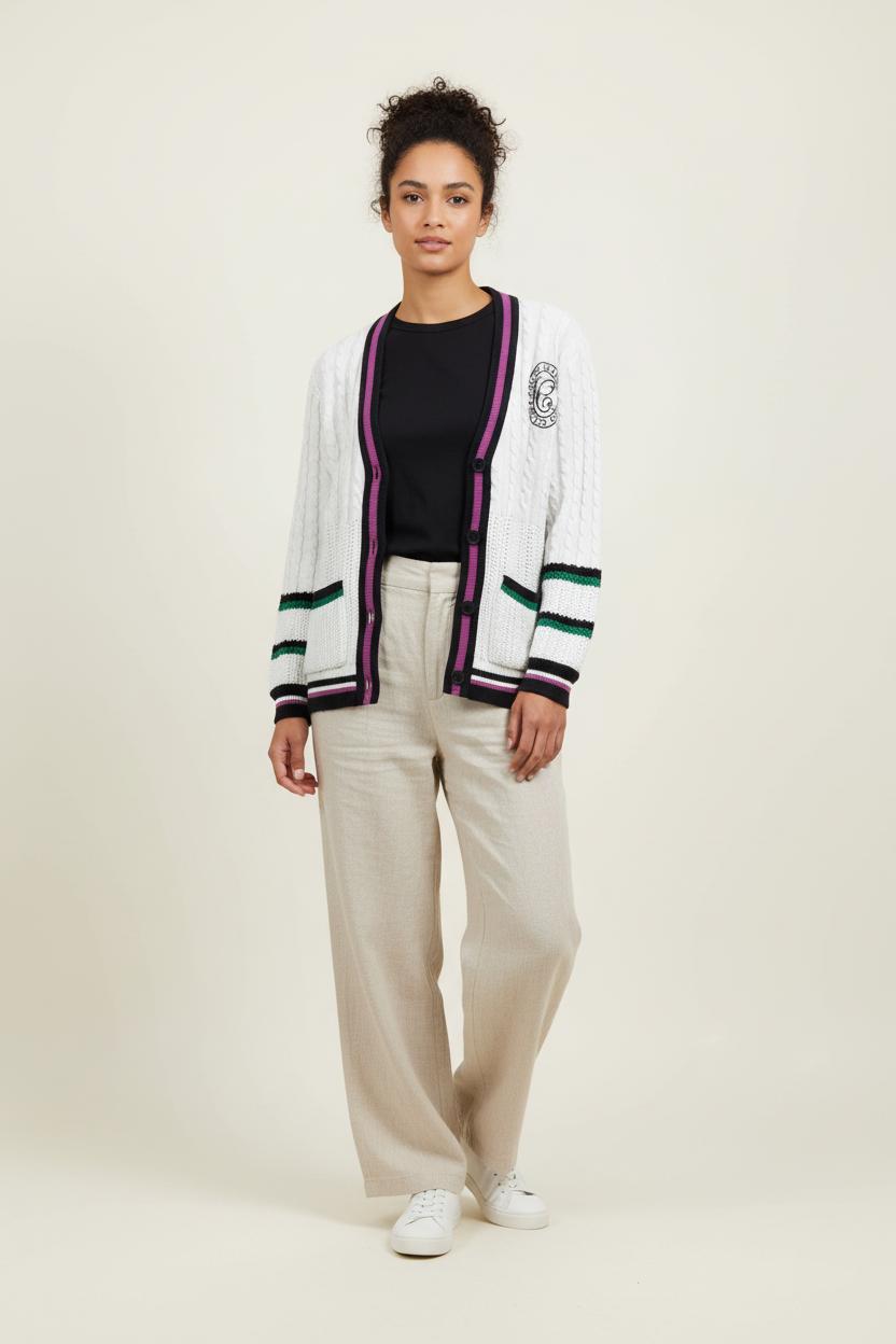 Cardigan Blanc et Noir - Taille S/36 de la marque Claudie Pierlot | PARAD65847 - Vendu par Paradigme - Image 1
